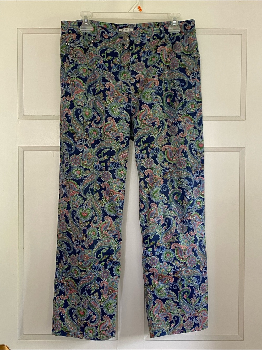 Jones New York Wide Leg Paisley Floral Pants - Navy Multicolour